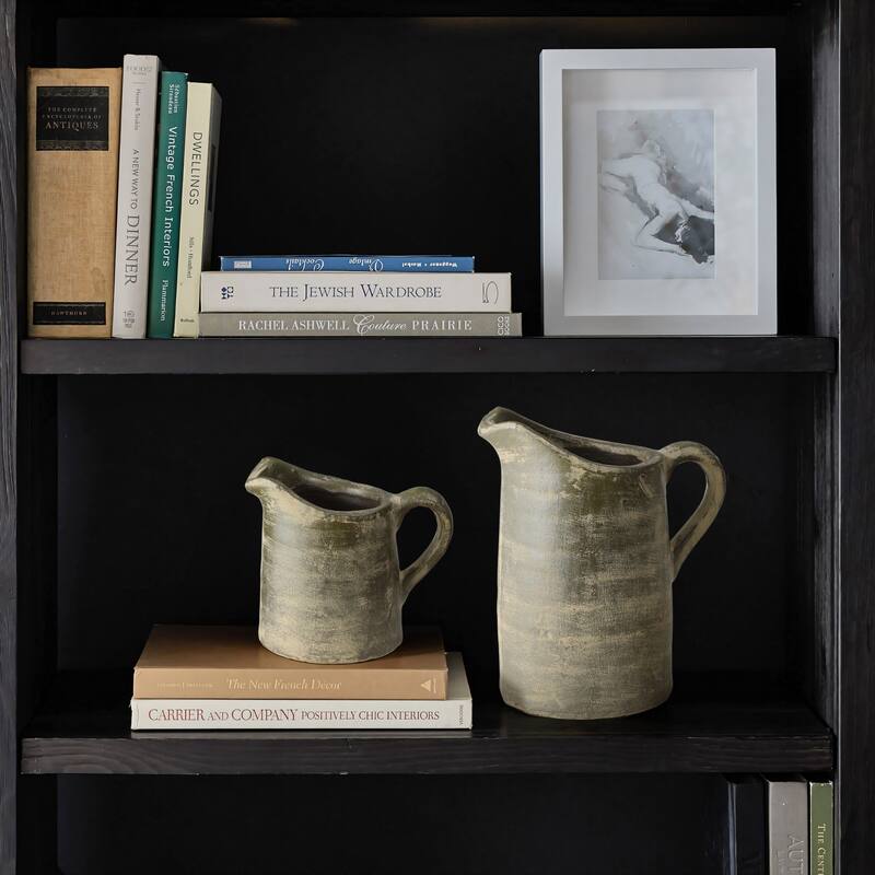 2-Piece Rustic Farmhouse Pitcher Terracotta Vase Set