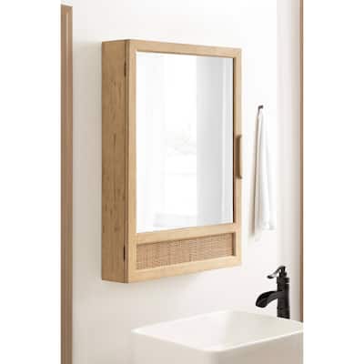 Kate and Laurel Ori Rattan Mirror Vanity Cabinet - 20x30