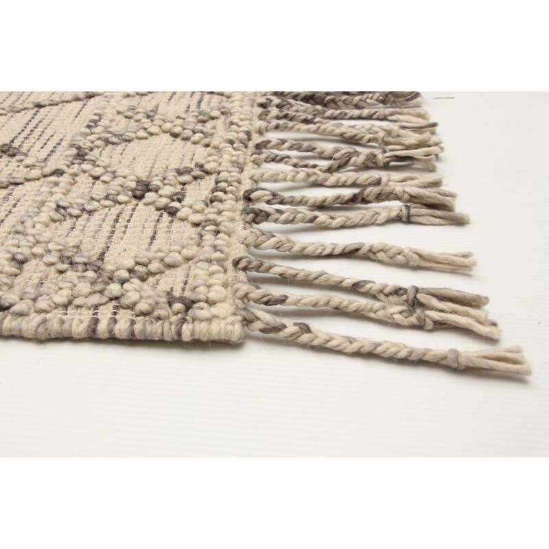 ECARPETGALLERY Braid weave Sienna Khaki Wool Rug - 5'1 x 8'1