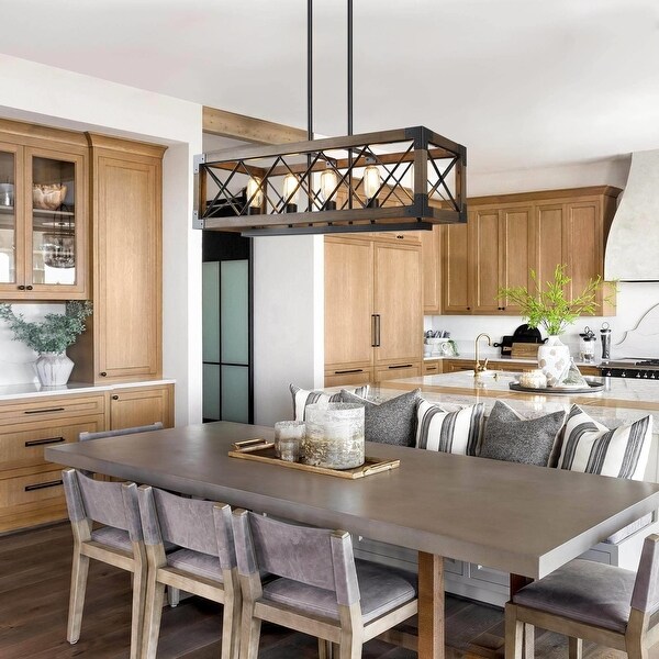 Sloped Ceiling Wooden Linear Chandelier Fixture