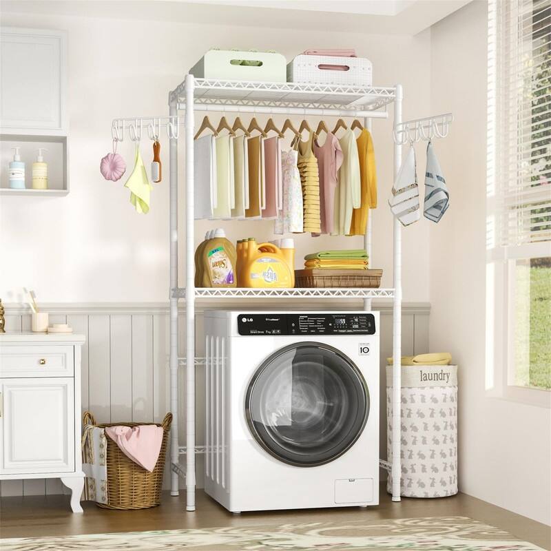Laundry Room Storage Rack - 13.4"D x 35"W x 77.3"H