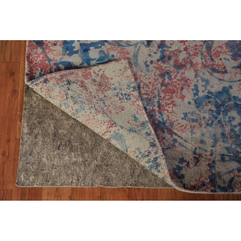 All-Over Floral Abstract Indian Area Rug Handmade Wool Carpet - 6'5"x 9'4"