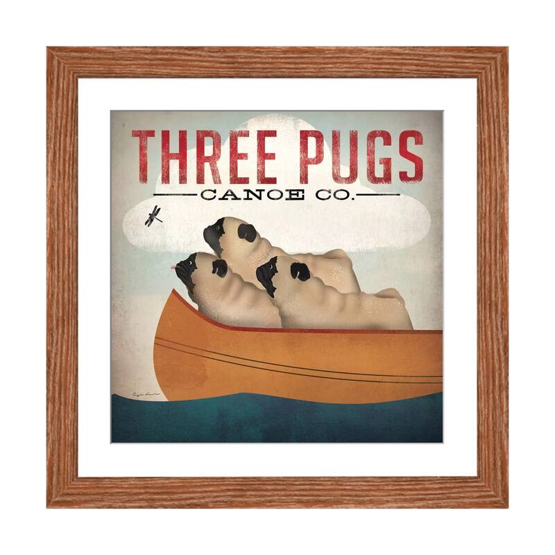 iCanvas "Three Pugs Canoe Co." by Ryan Fowler - Walnut - 16x16x1