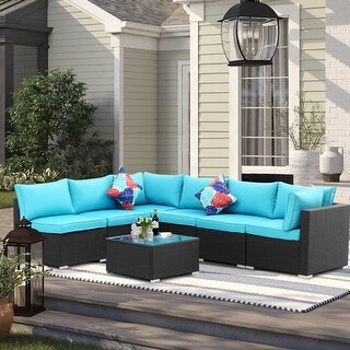 Zenova 7-pc. Rattan Wicker Patio Sectional Sofa Set