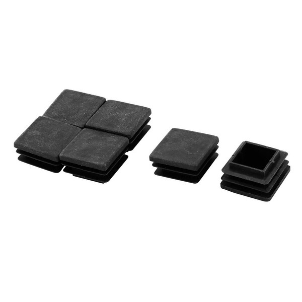 Furniture Chair Leg Foot Plastic Square Tube Pipe Insert Cover Cap Black 6 Pcs