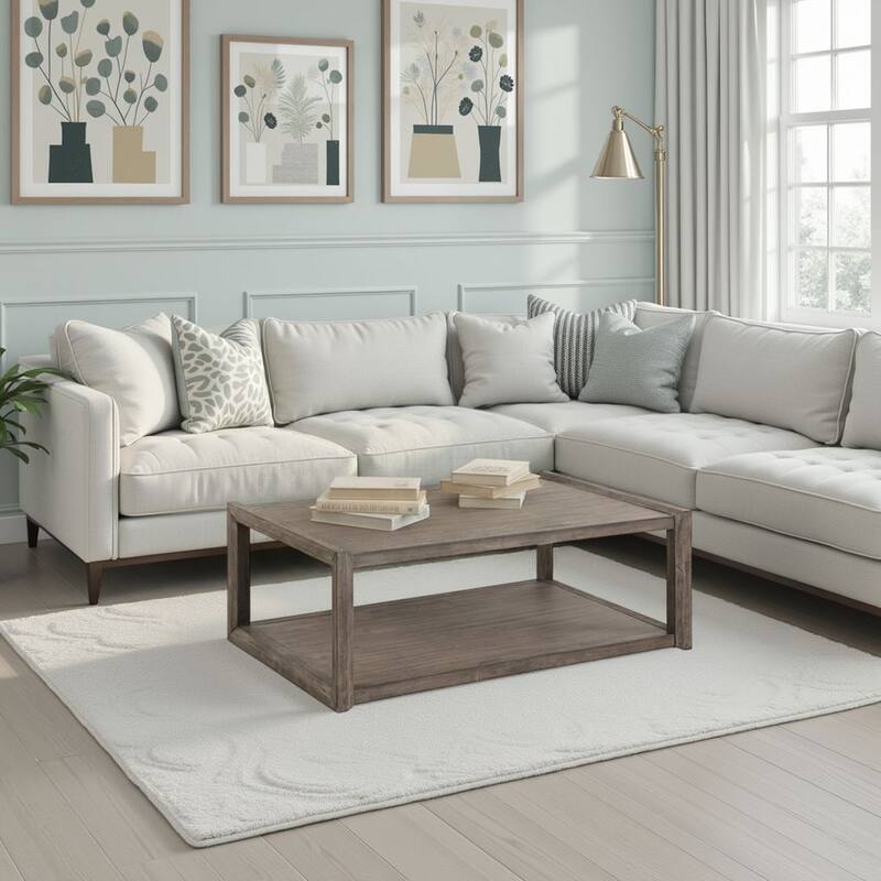 Bridgevine Home Avana Coffee Table, No Assembly Required, Smoky Greige Finish - Smoky Greige - Wood