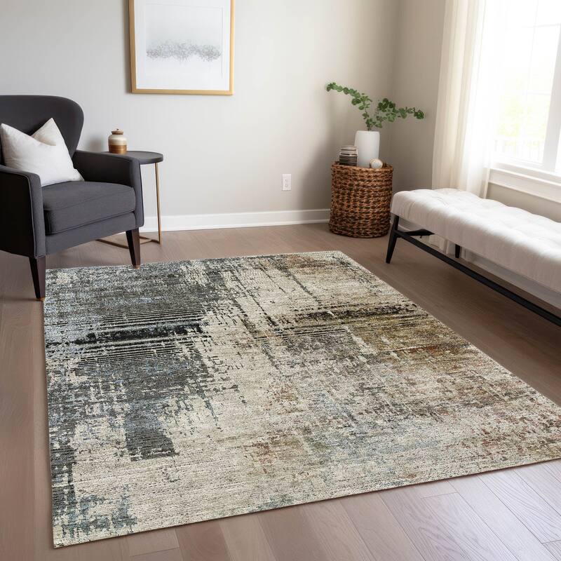 Machine Washable Indoor/ Outdoor Chantille Abstract Ombre Rug