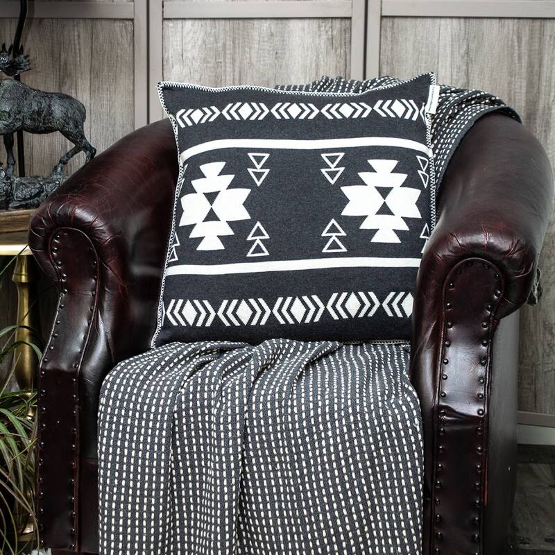 20” Black and White Sioux Southwestern Knitted Square Throw Pillow