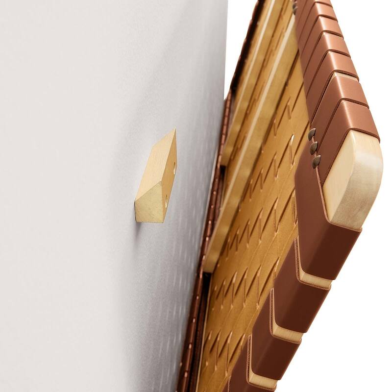 Ditmas Solid Wooden Brown Leather Basket Weaved Floating Twin Size Headboard