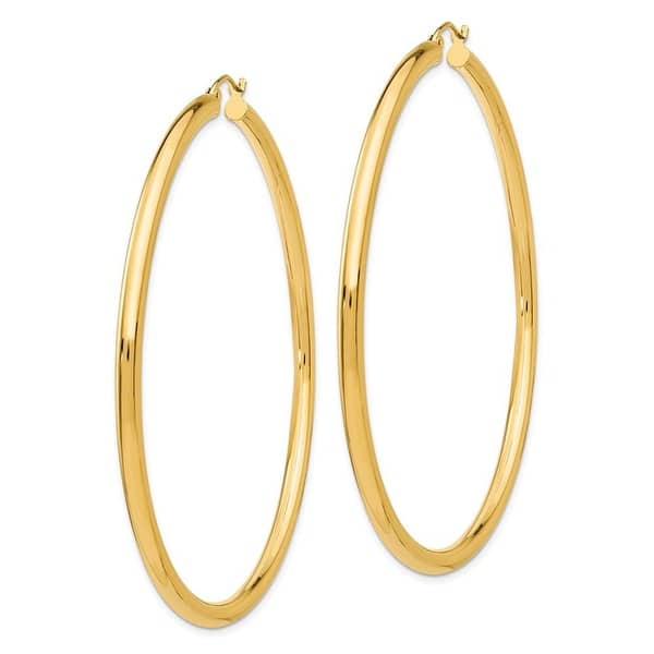 Jewel Tie 14k Yellow Gold 3mm Textured Round Hoop Earrings 