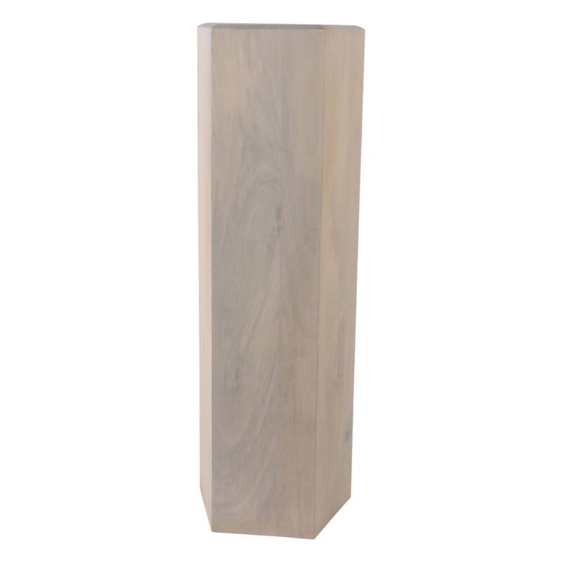 Natural Wood Side Table Elegant Geometric Design Narrow End Accent