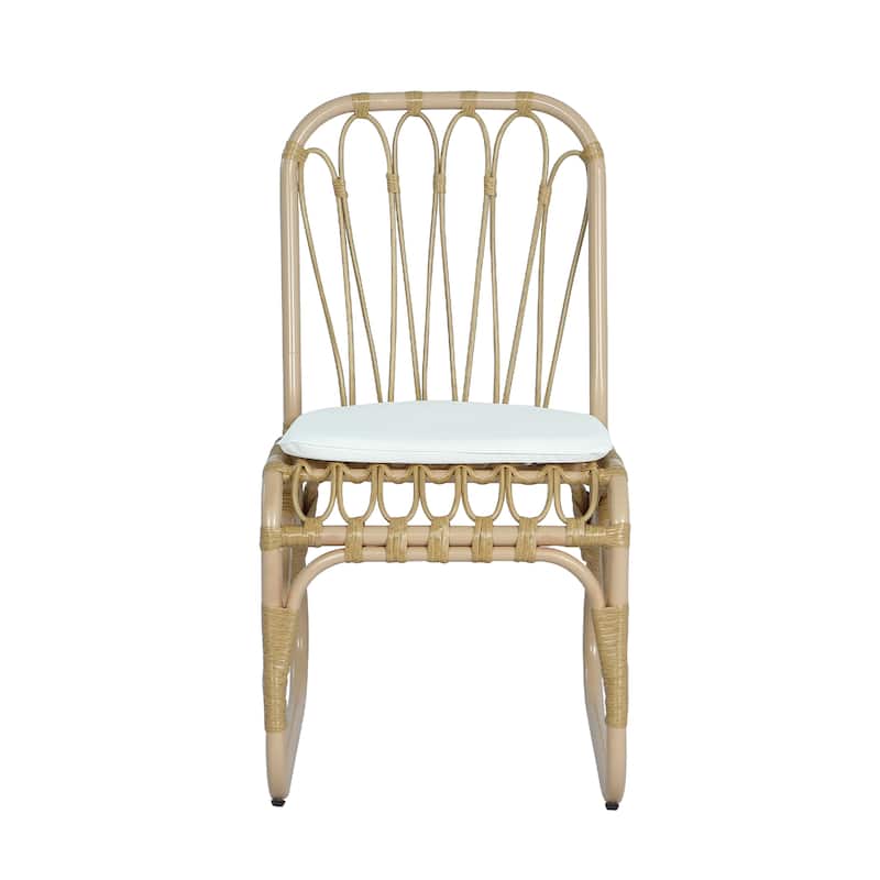 Outdoor PE Wicker Dining Chairs with Washable Cushion Set of 2