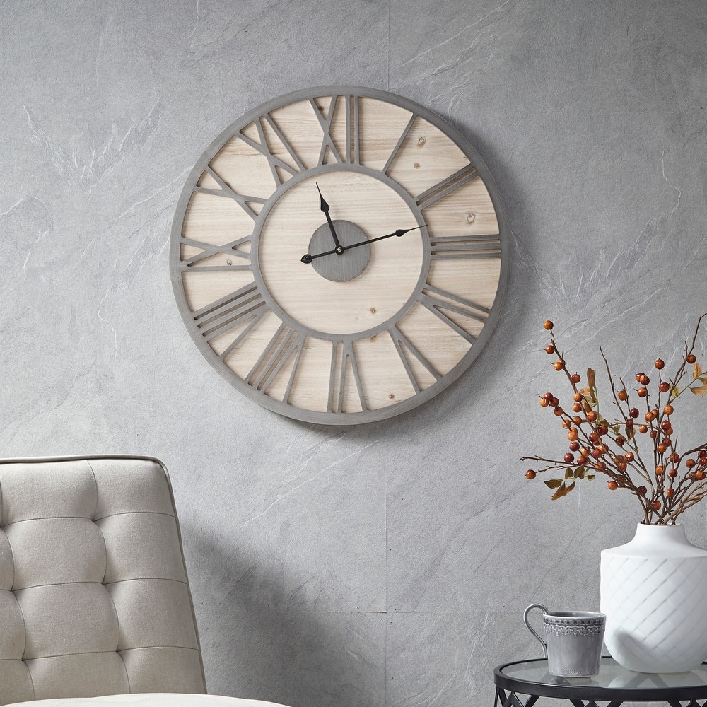 Madison Park Mason 23.6" Wood Wall Clock