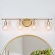 preview thumbnail 2 of 42, Modern 3-Light Gold Bathroom Vanity Light Organic Bulb Shape Glass Wall Sconce 29"W-4-Light