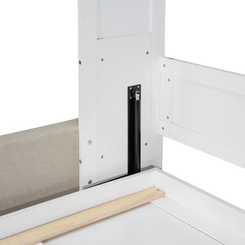 Queen Size Wall Bed with Sofa, Space-Saving Murphy Bed, White