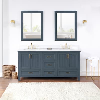 Altair Isla 72" Bathroom Vanity in Classic Blue with Countertop,with Mirror - 72 in.