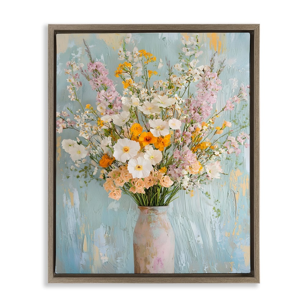 Stupell Orange & White Flower Arrangement Framed Floater Canvas Wall Art Design By Franklyn Gregory