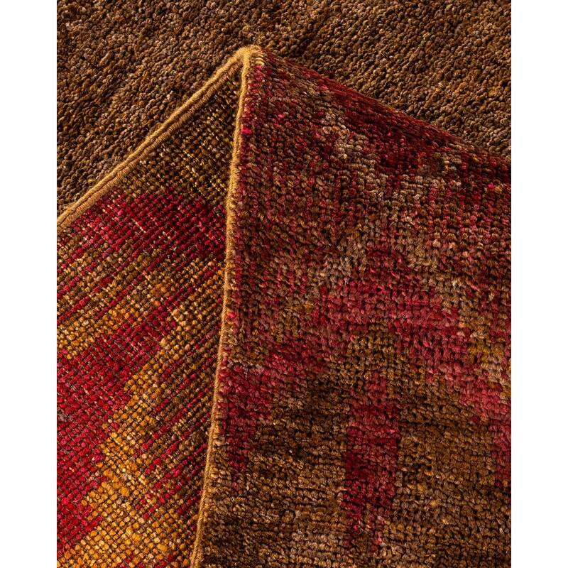 Overton Hand Knotted Wool Vintage Inspired Modern Contemporary Modern Brown Area Rug - 8' 0" x 9' 10"