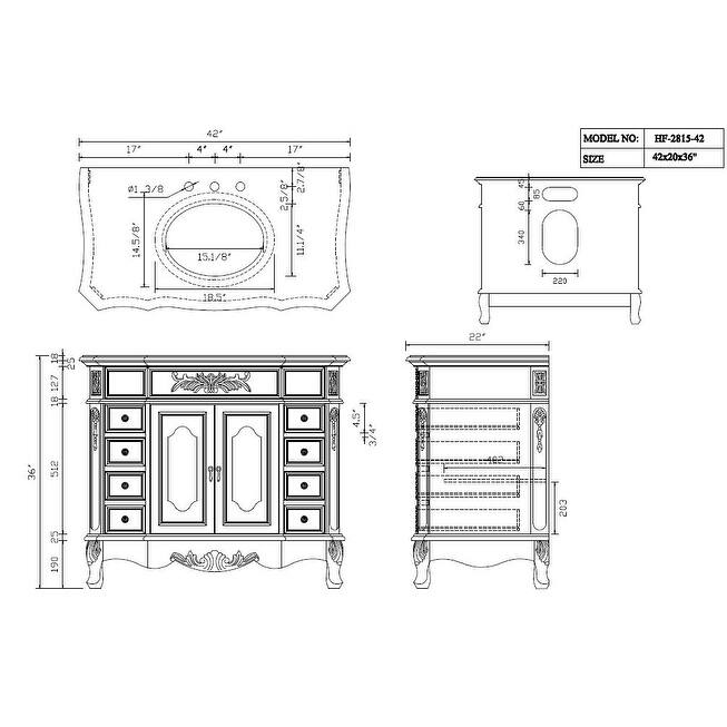 Morton 42 Inch Antique Style Light Brown Single Sink Bathroom Vanity