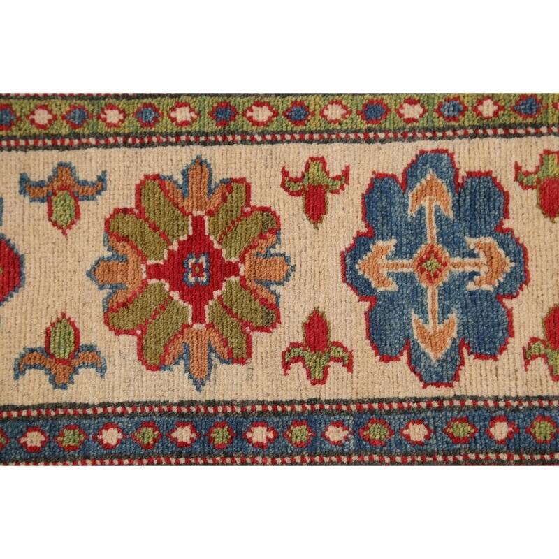 Vegetable Dye Kazak Oriental Geometric Area Rug Wool Handmade Carpet - 8'0" x 9'8"