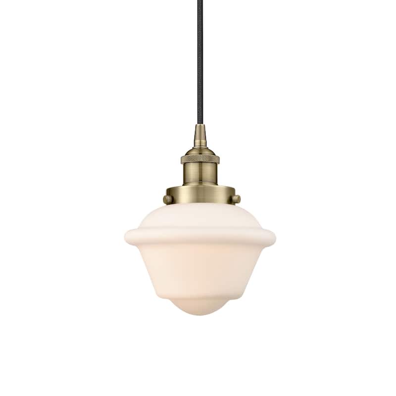 Innovations Lighting 616-1PH-10-8 Oxford Pendant Oxford 8" Wide Mini - Antique Brass / Matte White