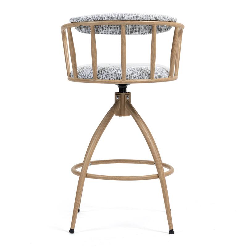 Set of 2 Swivel Bar Stools with Water Transfer Printed Metal Frame