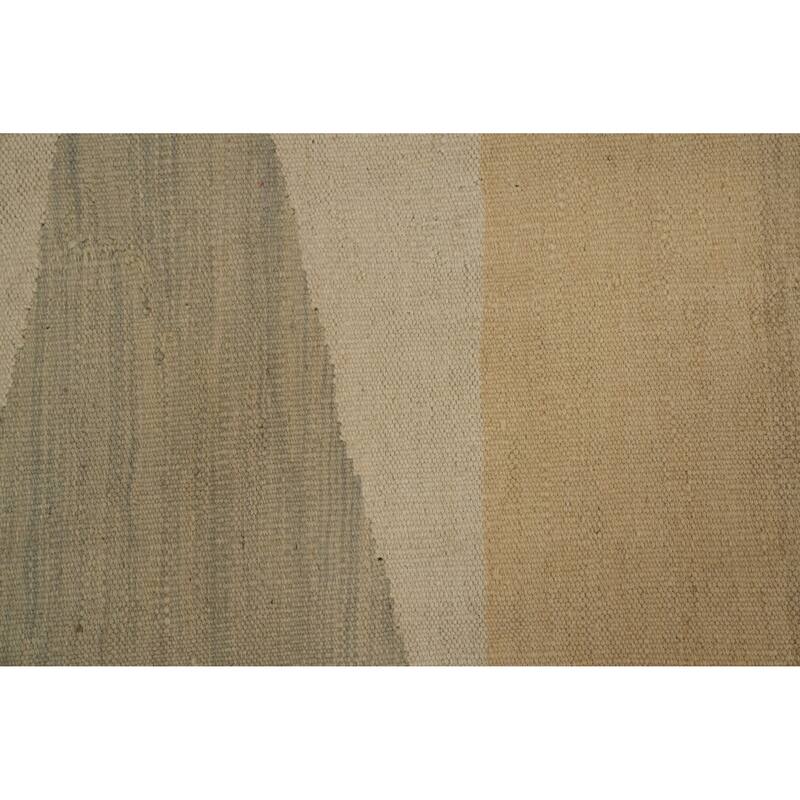 Hand Woven Oriental 100% Wool Carpet Southwestern Modern Beige & Ivories Kilim Area Rug - 6' 8'' X 4' 9''