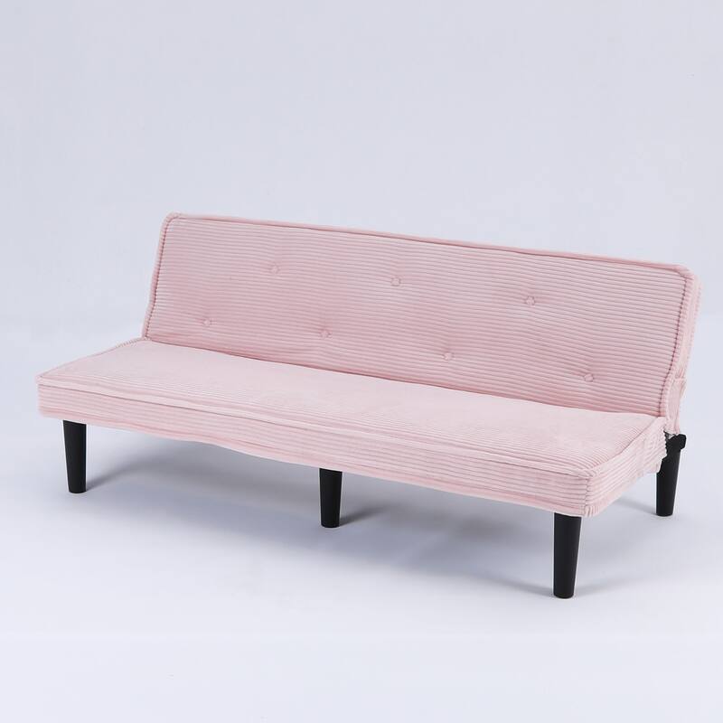 This 66-inch corduroy sofa bed can switch between the two comfortable forms