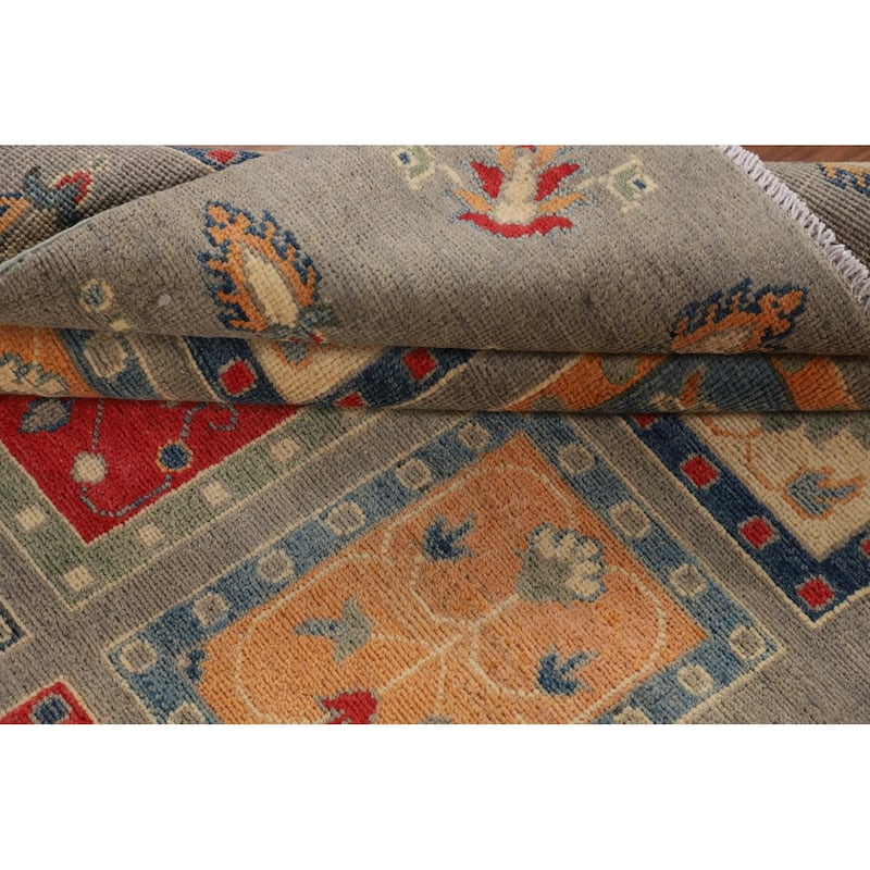 Garden Design Kazak Area Rug Hand-Knotted Wool Carpet - 4'0" x 6'1"
