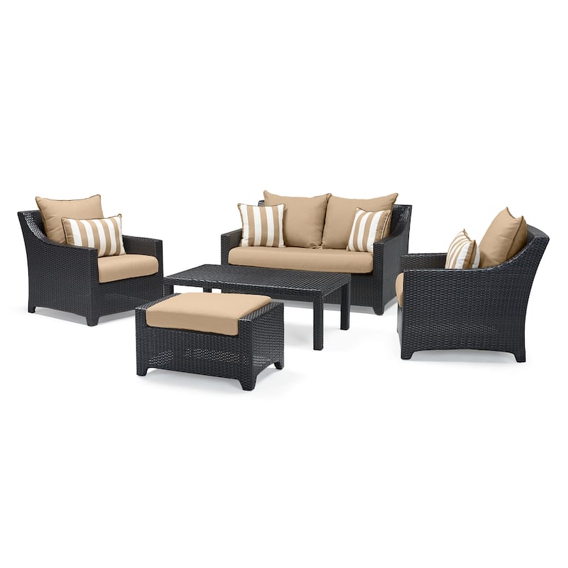 Deco 5 Piece Sunbrella Outdoor Patio Love & Club Seating Set