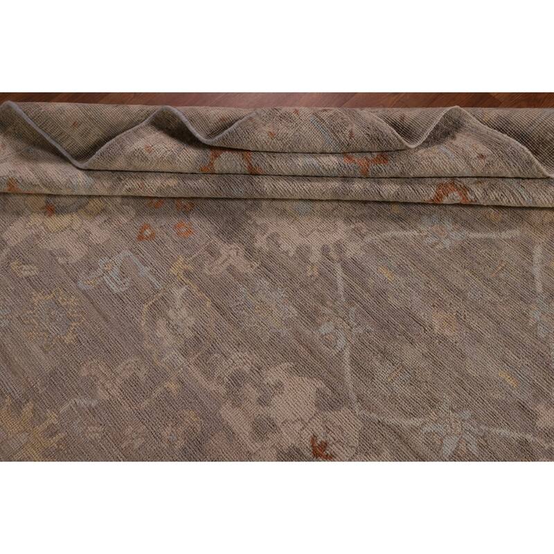 Transitional Oushak Area Rug Hand-Knotted Floral Wool Carpet - 8'9" x 11'7"
