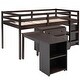 preview thumbnail 9 of 35, Low Loft Bed with Cabinet ,Shelves and Rolling Portable Desk