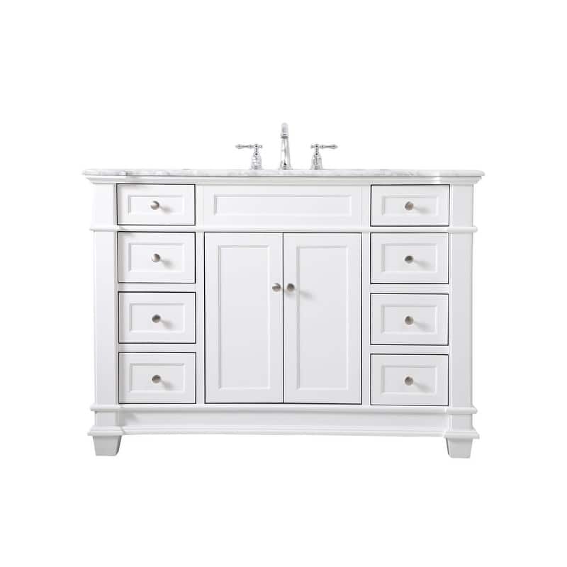 Elegant Lighting VF50048 Wesley 48" Free Standing Single Basin Vanity - White - Painted