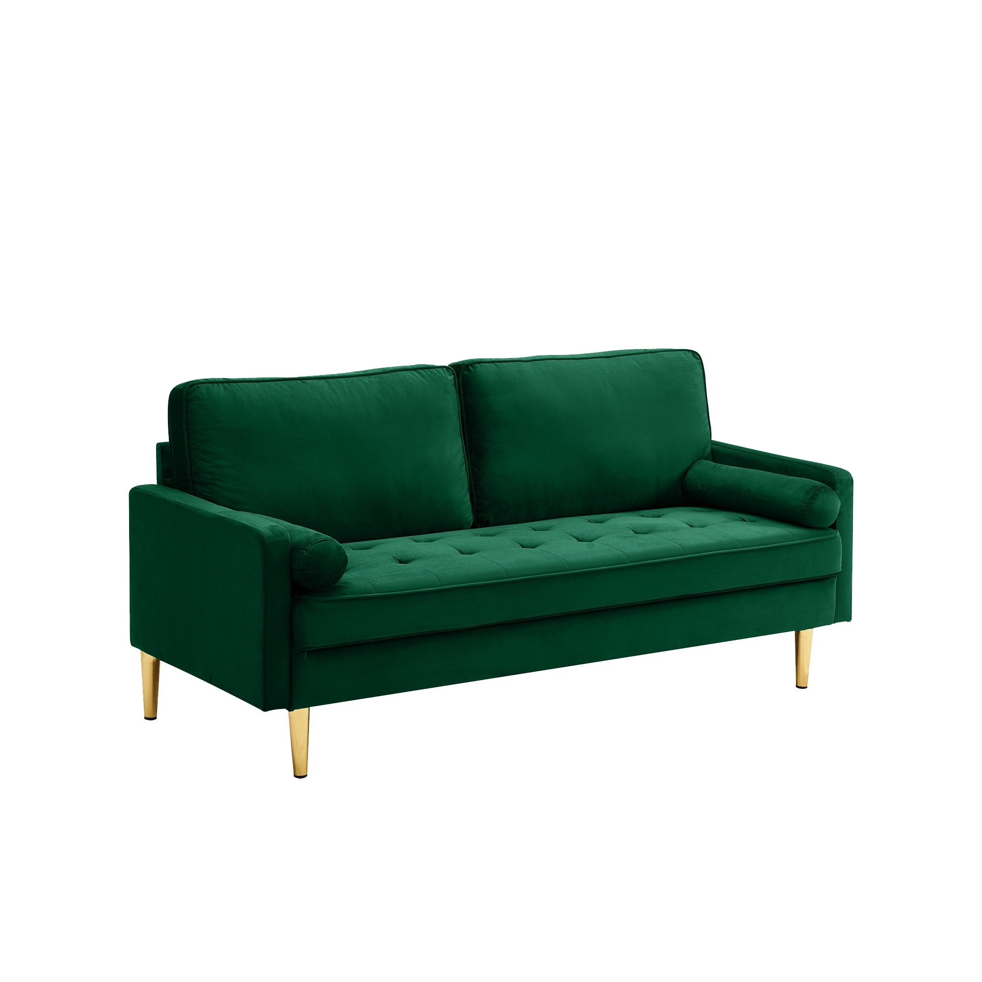 2-Seater Velvet Sofa Loveseat with Wood Frame, Sleeper Sofa Couch Green Convertible Couch for Living Room