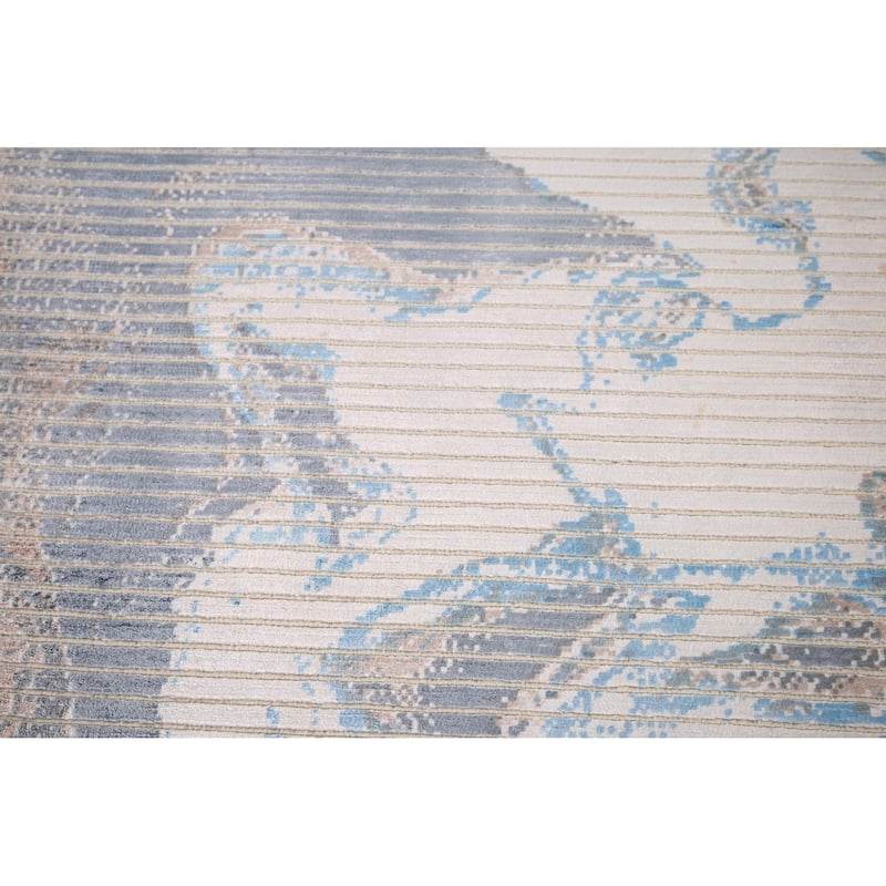 Striped Abstract Accent Rug Handmade Wool Carpet - 2'9" x 5'0"