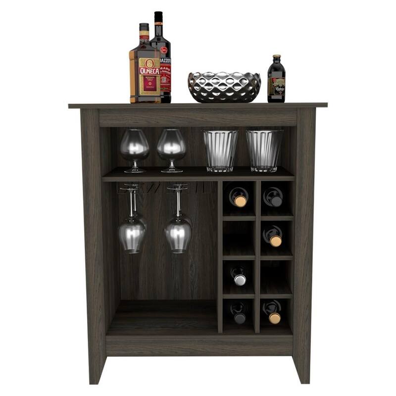 Anmytek Bar Cabinet Wine Rack Glass Storage with Open Shelf