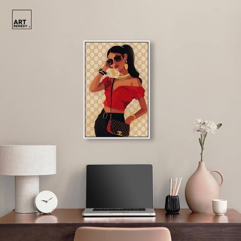 Her Stylish Red Look Canvas by Art Remedy