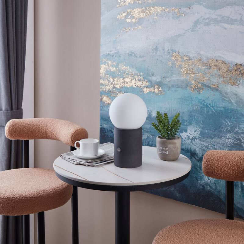 Brightech Kai 11 in. Cement Gray Mid-Century Modern Integrated LED Bedside Table Lamp with Built-In 3-Way Dimmer
