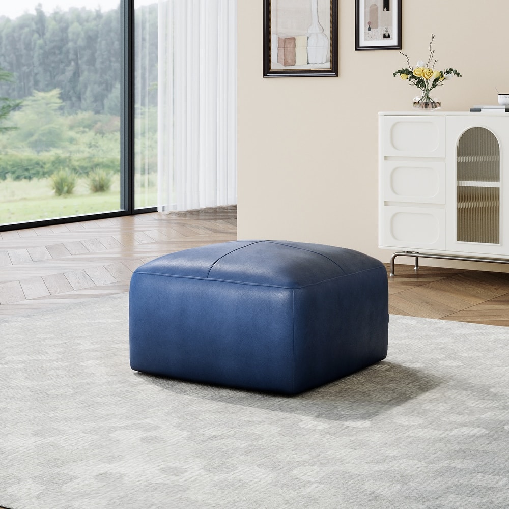 Elliot 22"/ 35"/ 43" W Modern Rectangular Genuine Leather Ottoman