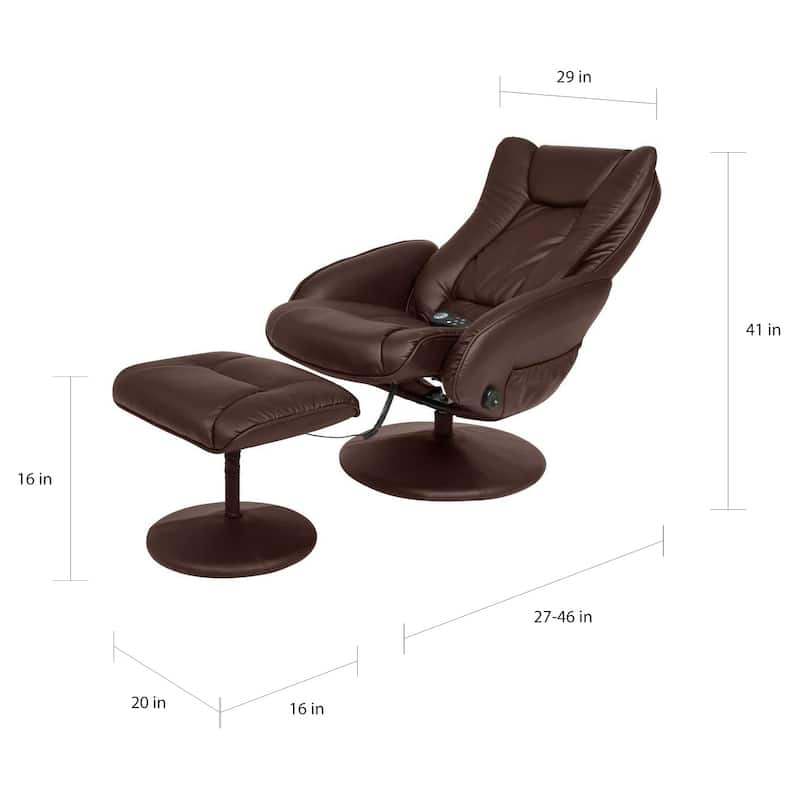 Sturdy Brown Faux Leather Electric Massage Recliner Chair w/ Ottoman