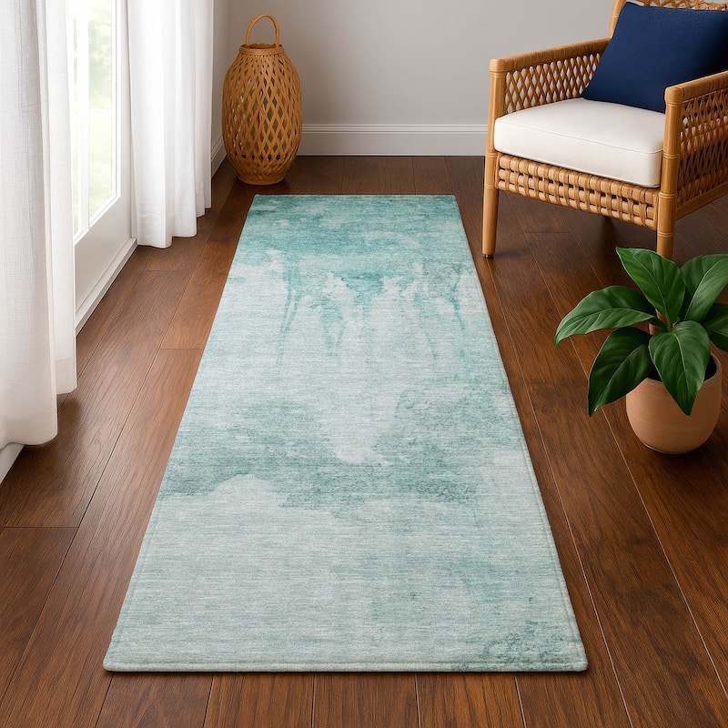 Premium Washable Super Soft Abstract Mayfield Rug - Teal - 2'3" x 7'6"