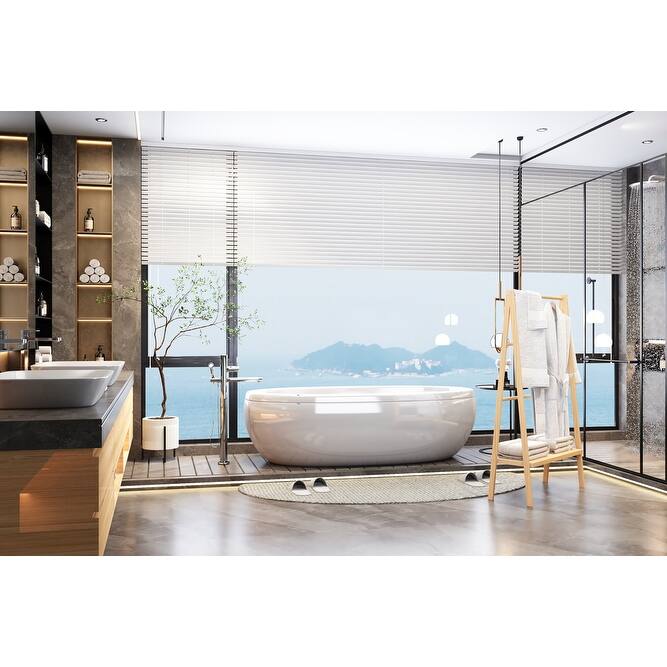 Bamboo Ladder Towel Rack with Storage Shelf - 30.16"L * 12.01"W * 51.69"H