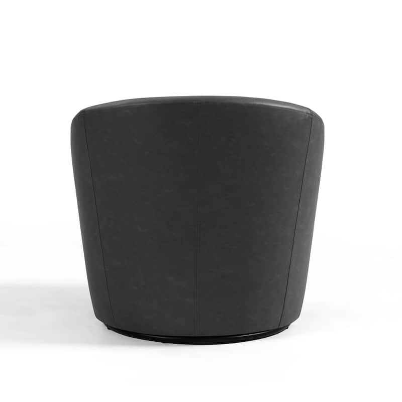 Vegan Leather Upholstered Swivel Barrel Accent Chair