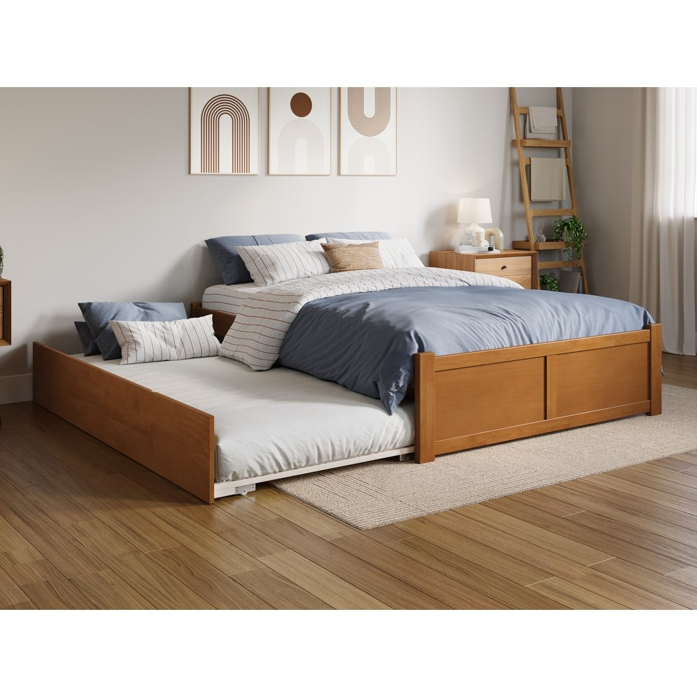 Concord Platform Bed with Footboard and Twin Trundle Bed