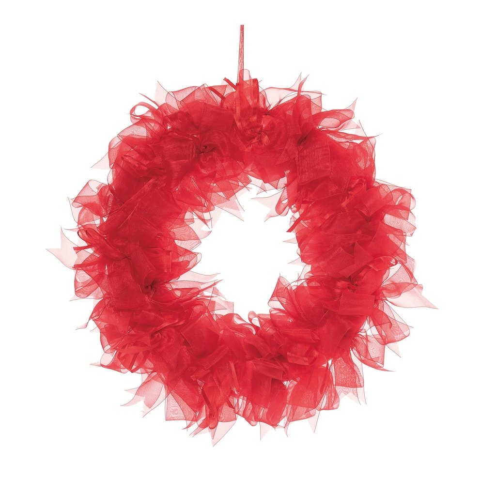 Transpac Foam 18.5 in. Red Christmas Bright Ribbon Wreath
