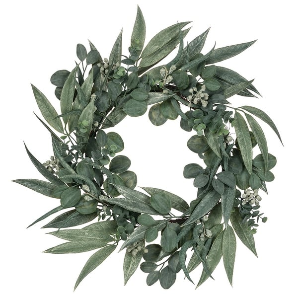 slide 2 of 5, Sullivans Artificial California Eucalyptus Wreath 24"H Green