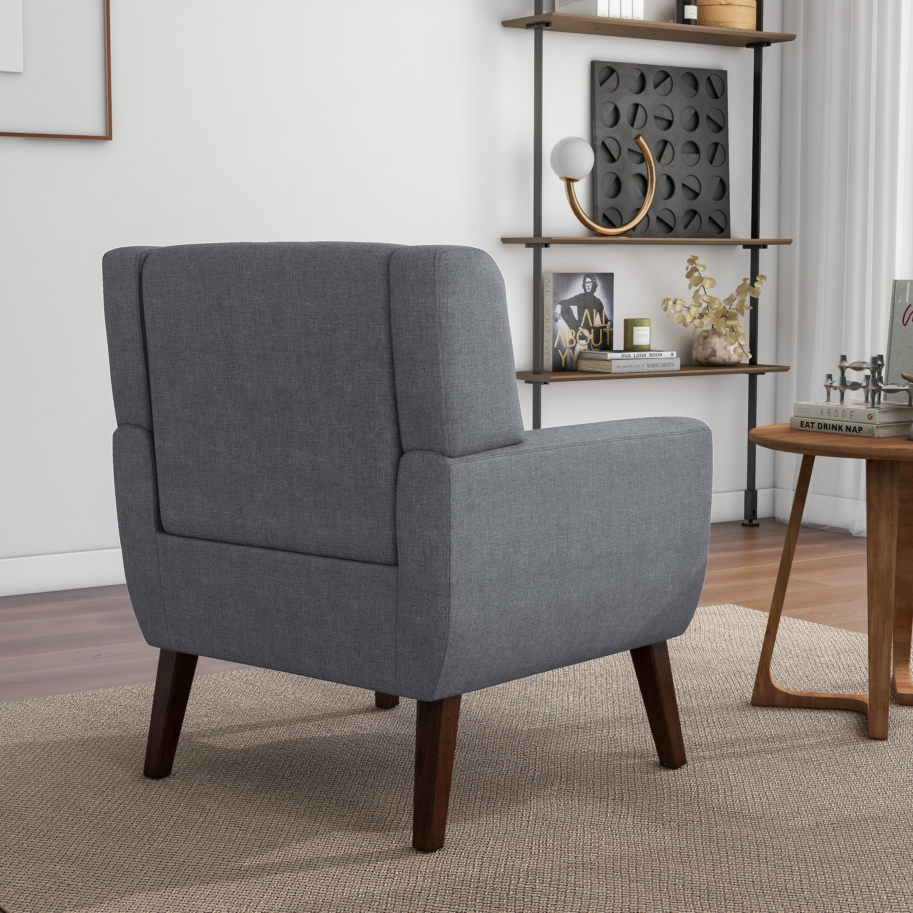 Modern Cotton Linen Upholstered Accent Chair for Living Room-image