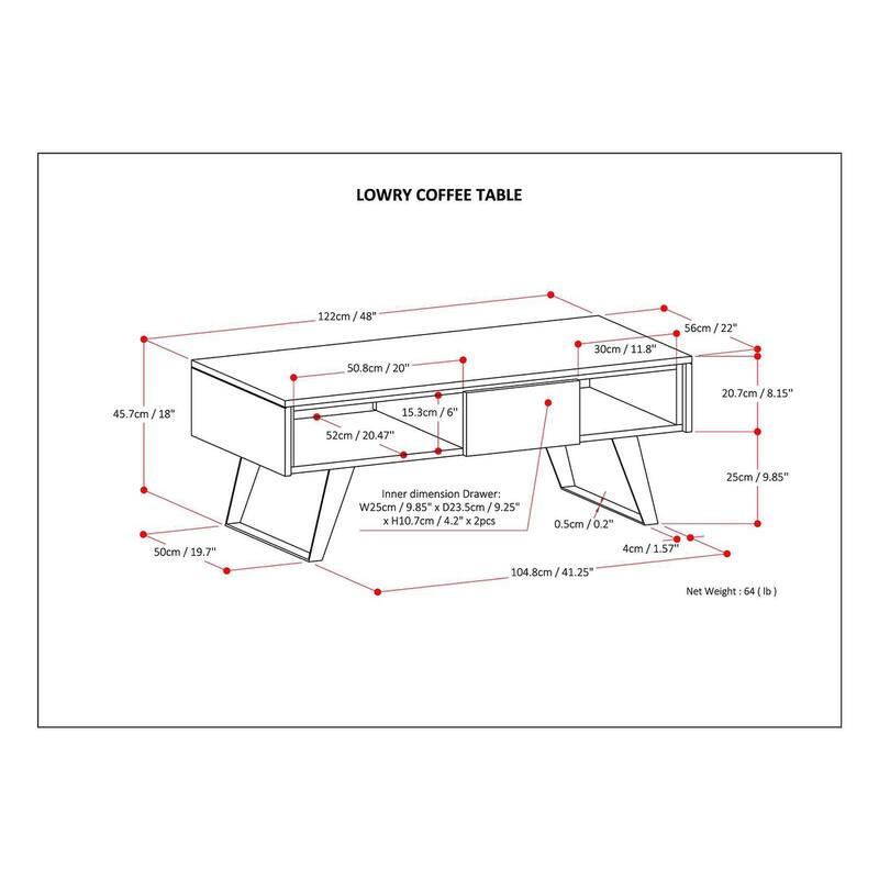 WYNDENHALL Mitchell SOLID WOOD & Metal 48 inch Wide Rectangle Modern Coffee Table - 48 W x 22 D x 18 H