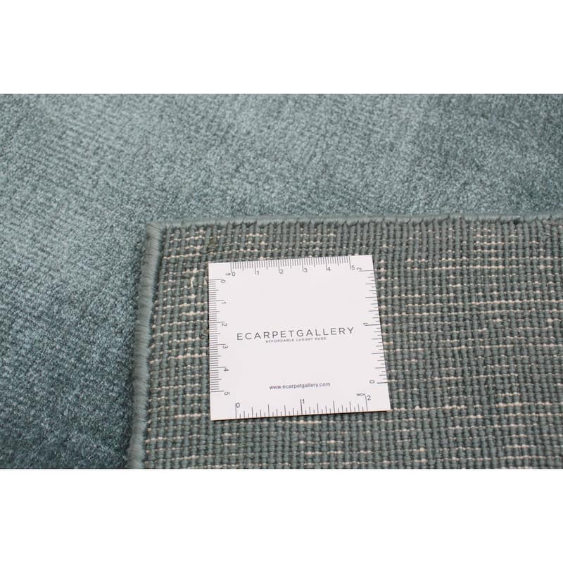 ECARPETGALLERY Hand Loomed Shimmer Turquoise Viscose Rug - 8'1 x 9'6