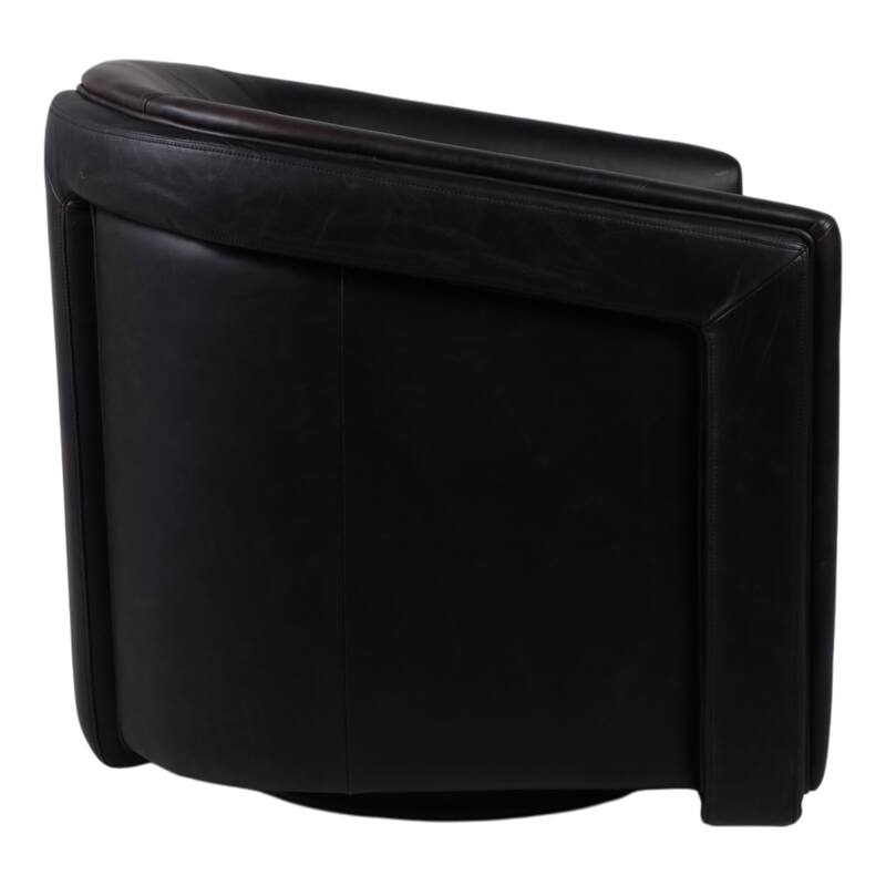 Leather Armchair Modern Swivel Upholstered Accent - 30" Black - 31.25"